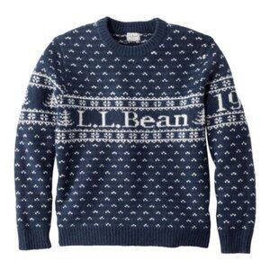 LL Bean Classic Ragg Wool Sweater  Crewneck  Intarsia Mens Sz L Tall